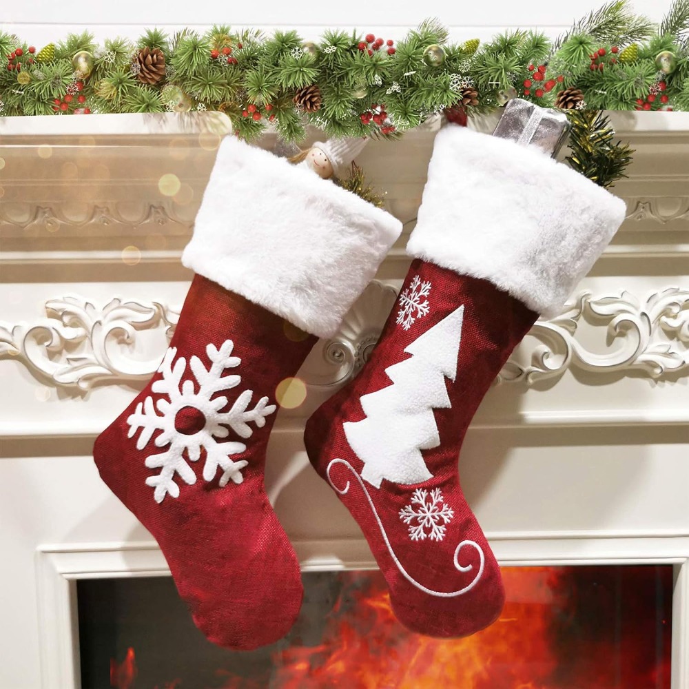 Christmas Stocking Hanging - 2-4 Adet Büyük Çuval Bezi Noel