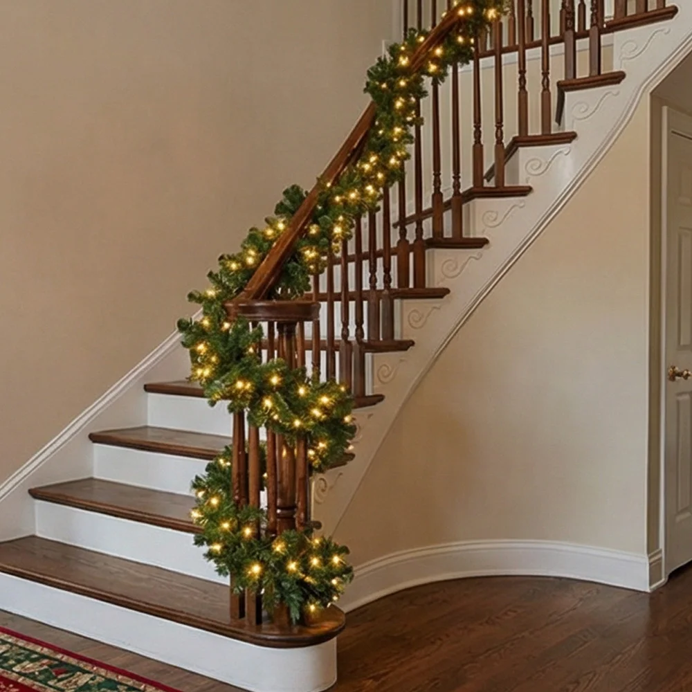 Christmas Wreath Fake - 2.7M Yapay Yeşil Noel Çelenk Çelenk,