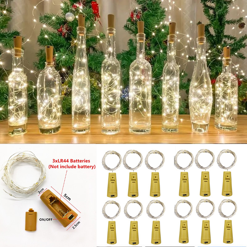 Led Fairy String Lights - 6 adet 20led Şarap Şişesi Mantarlı