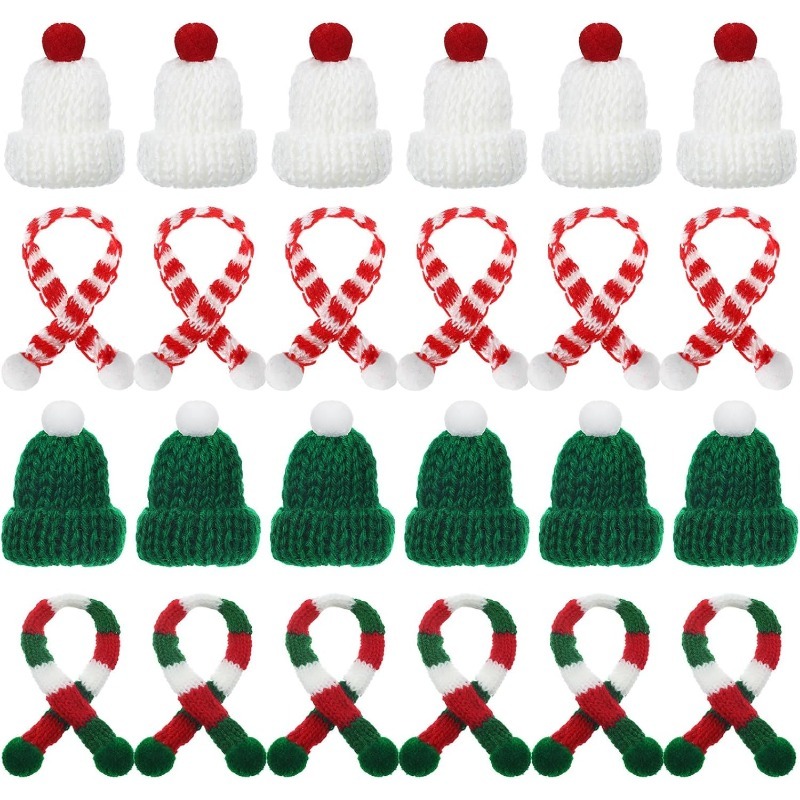 Santa Hat Plush - 5/10 adet Noel Dekorasyon Mini Örme