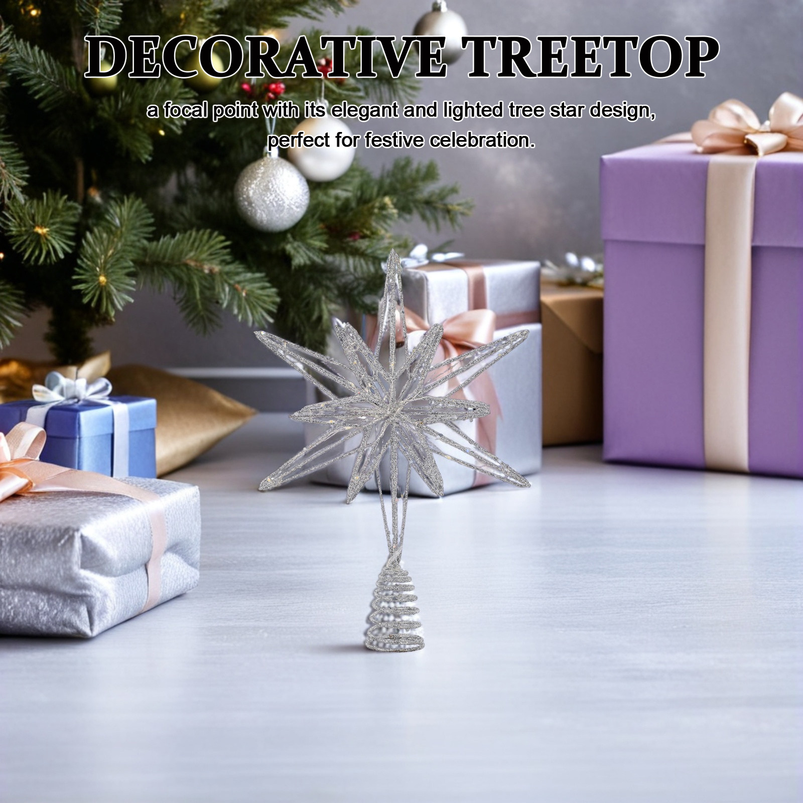 Star Tree Topper - Noel Ağacı Üst Süsü Metal Tel