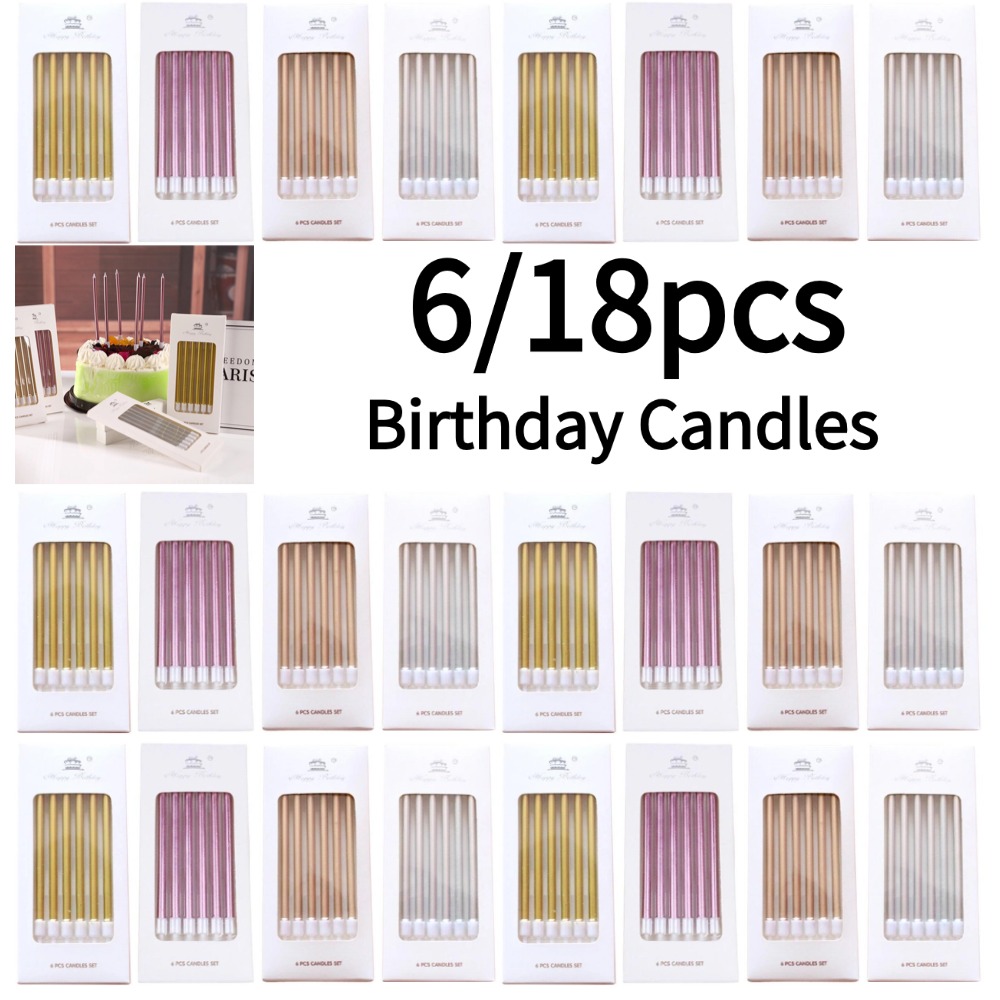 Holiday Candle Set - 6/18 adet Metal Altın Gümüş Doğum