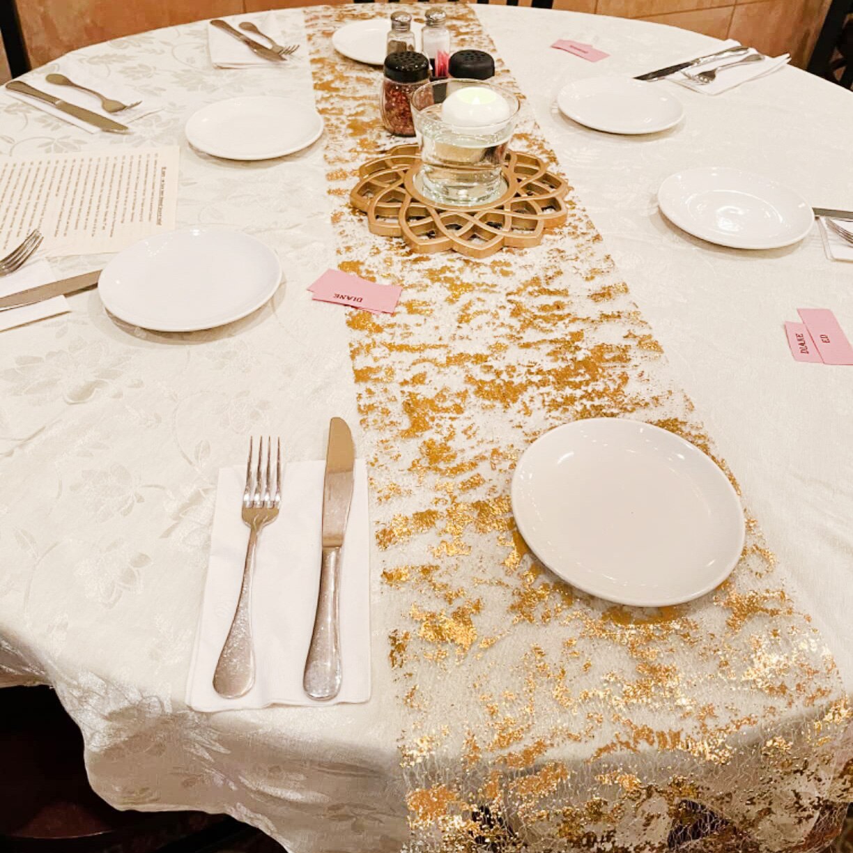 Christmas Table Runner - Sparkle metalik altın ince masa koşucular