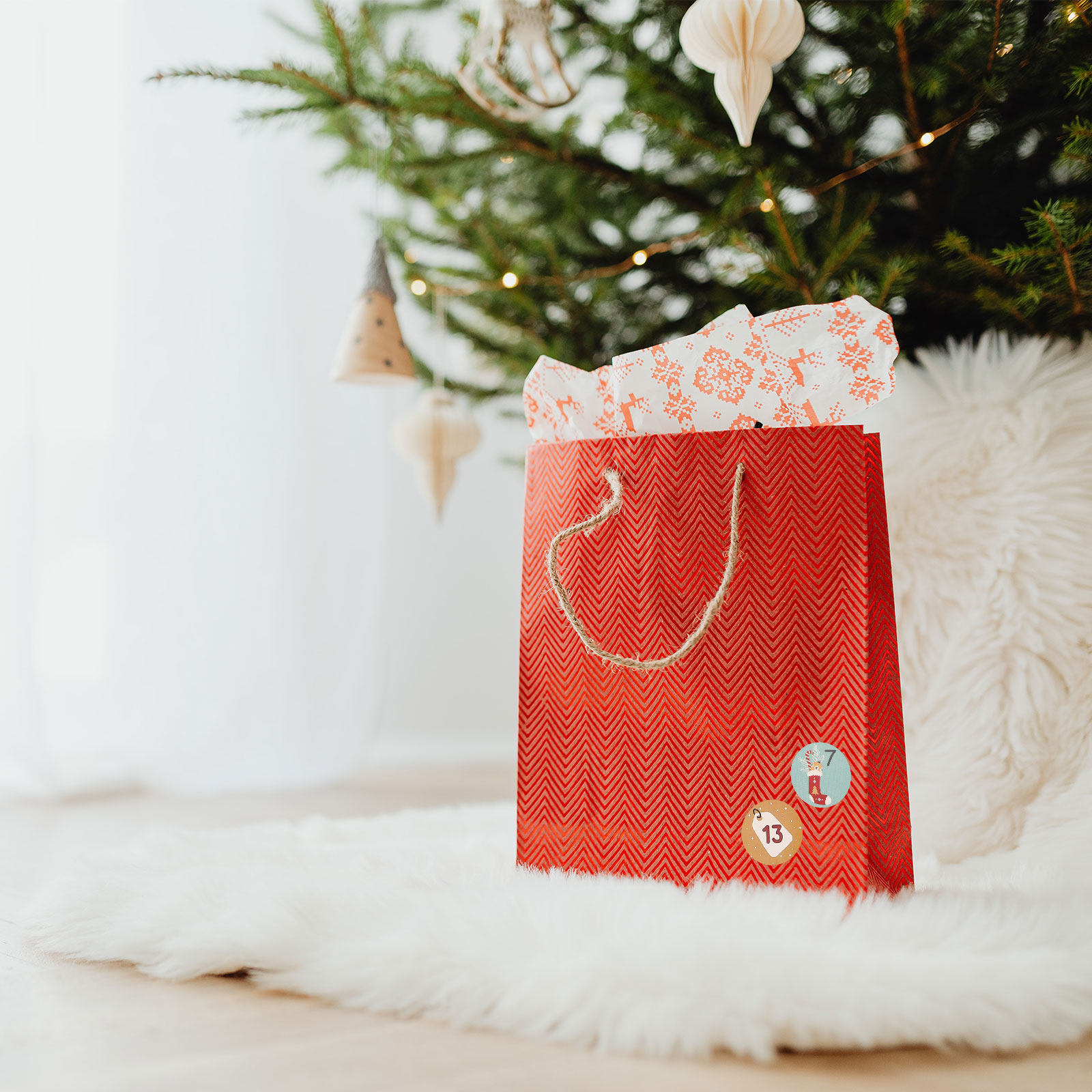 Advent Calendar Gift - 10 sayfa Noel dekorasyonu yuvarlak çıkartmalar