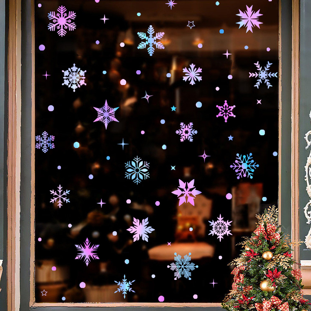 Snowflake Window Decal - Renkli Aydınlık Kar Taneleri Duvar Sticker