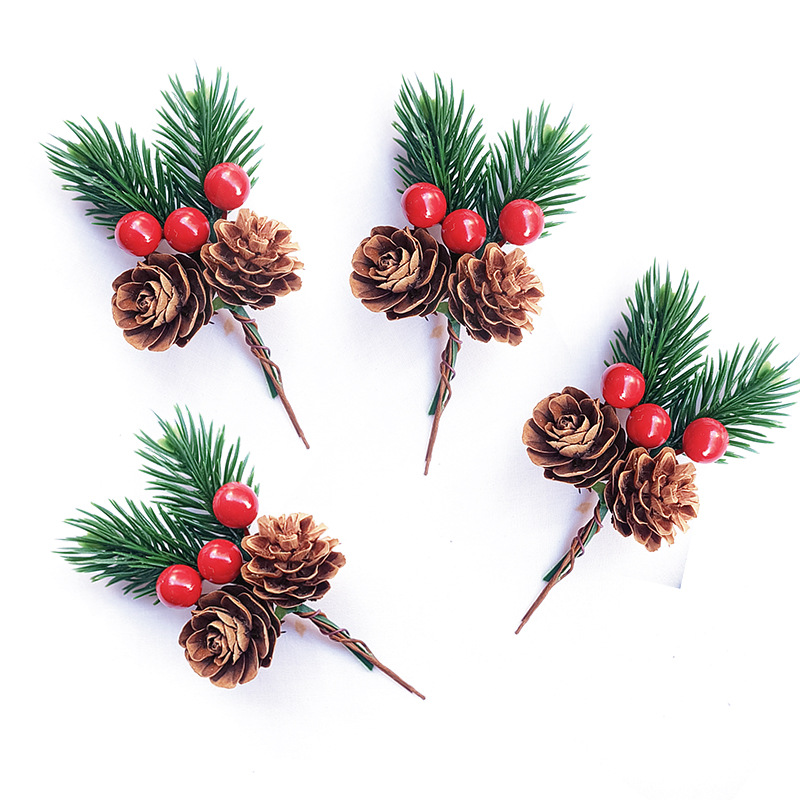 Christmas Tree Artificial - 10'lu Yapay Çam Kozalağı ve Kırmızı