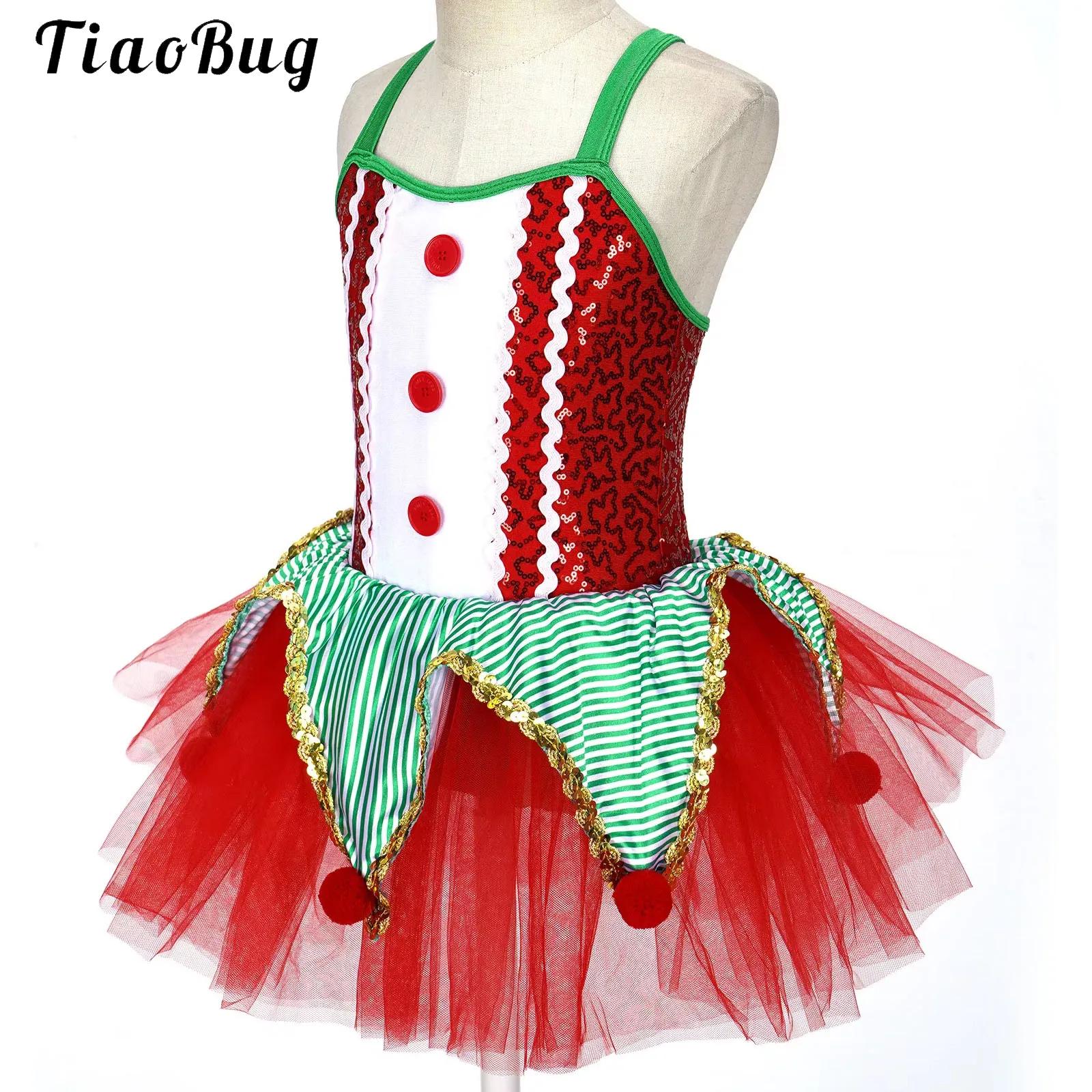 Elf Costume Christmas - Çocuk Kız Kolsuz Payetler Bale Tutu