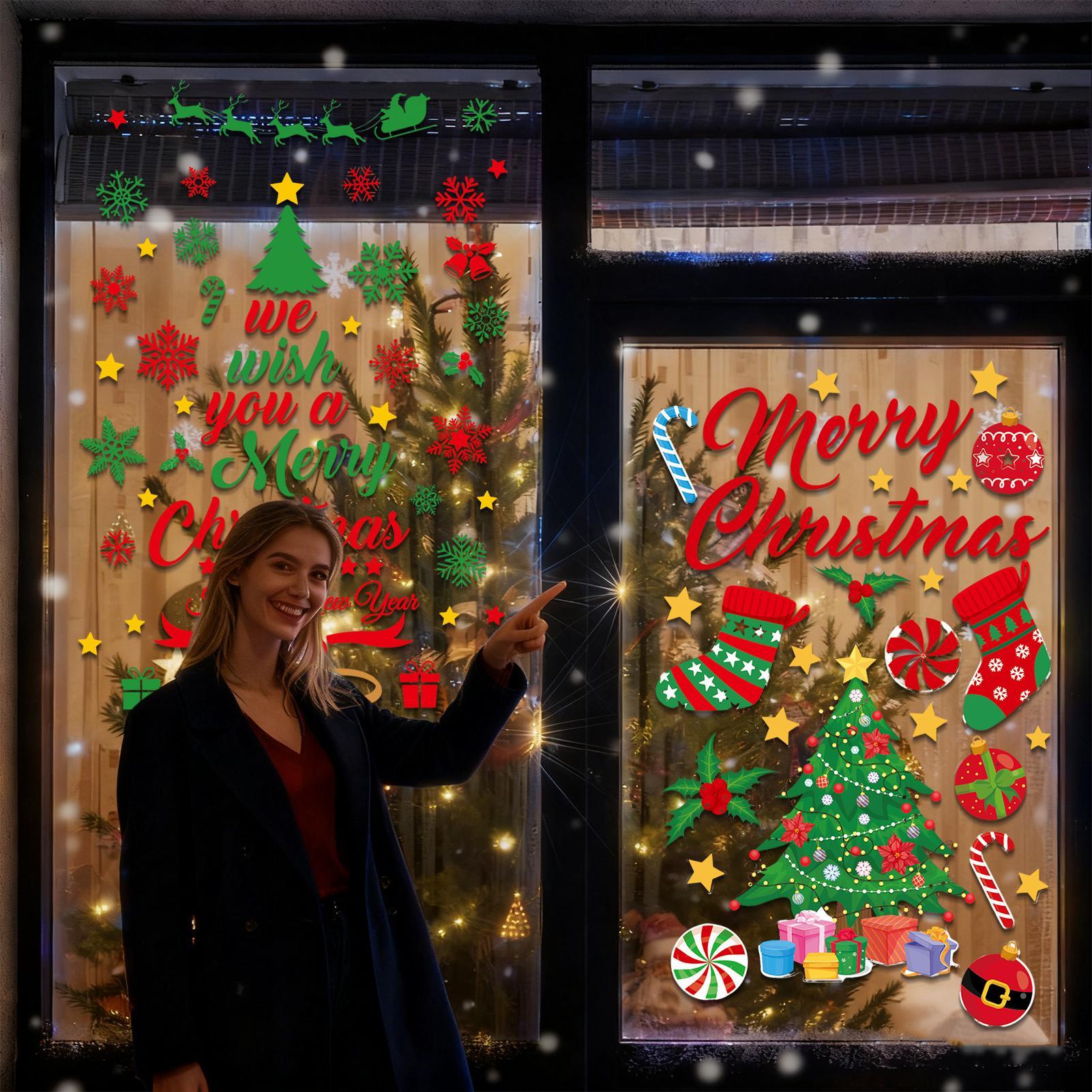 Snowflake Window Decal - 3 Parça Noel duvar çıkartmaları Pencere