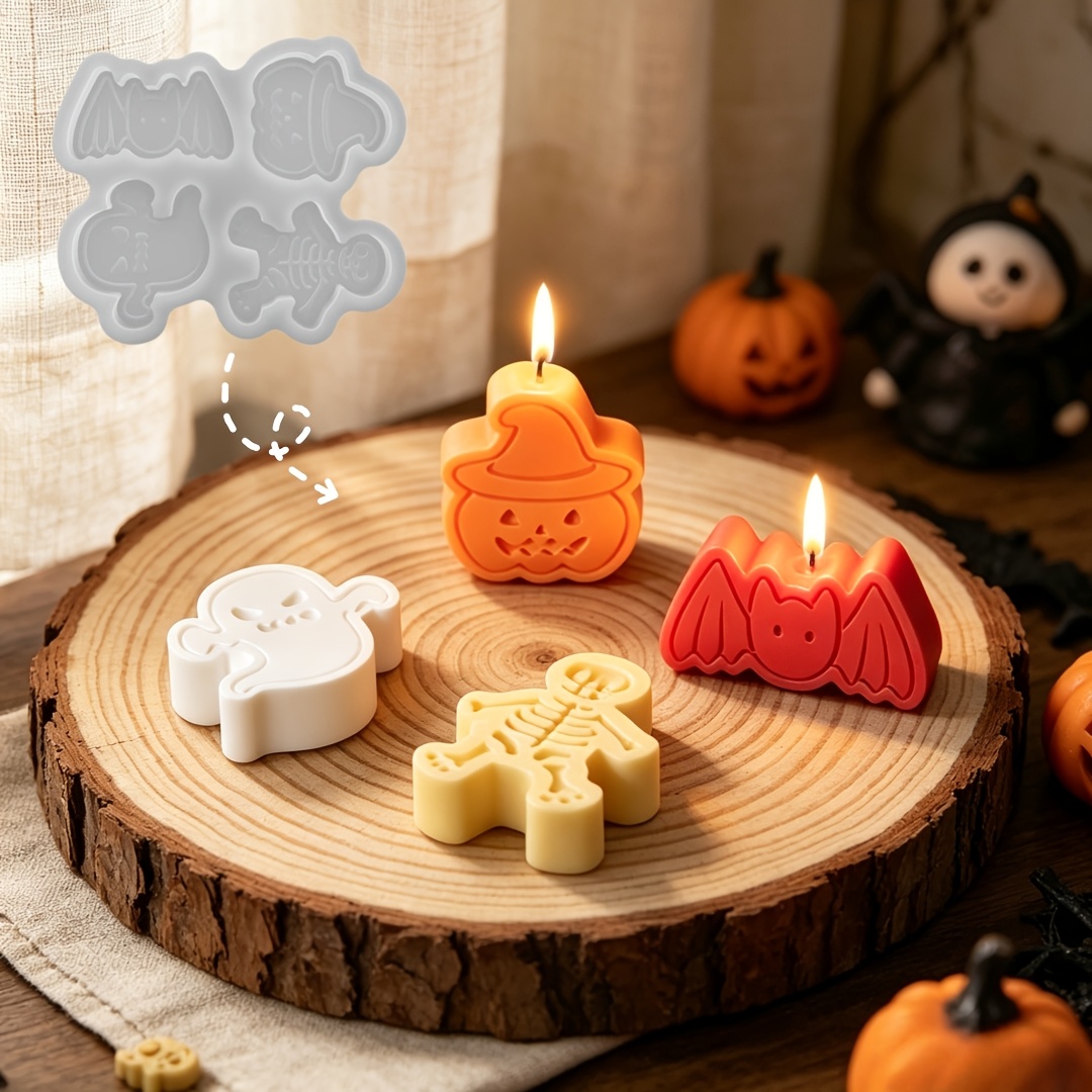 Holiday Candle Set - 4 bölmeli silikon reçine kalıp seti,