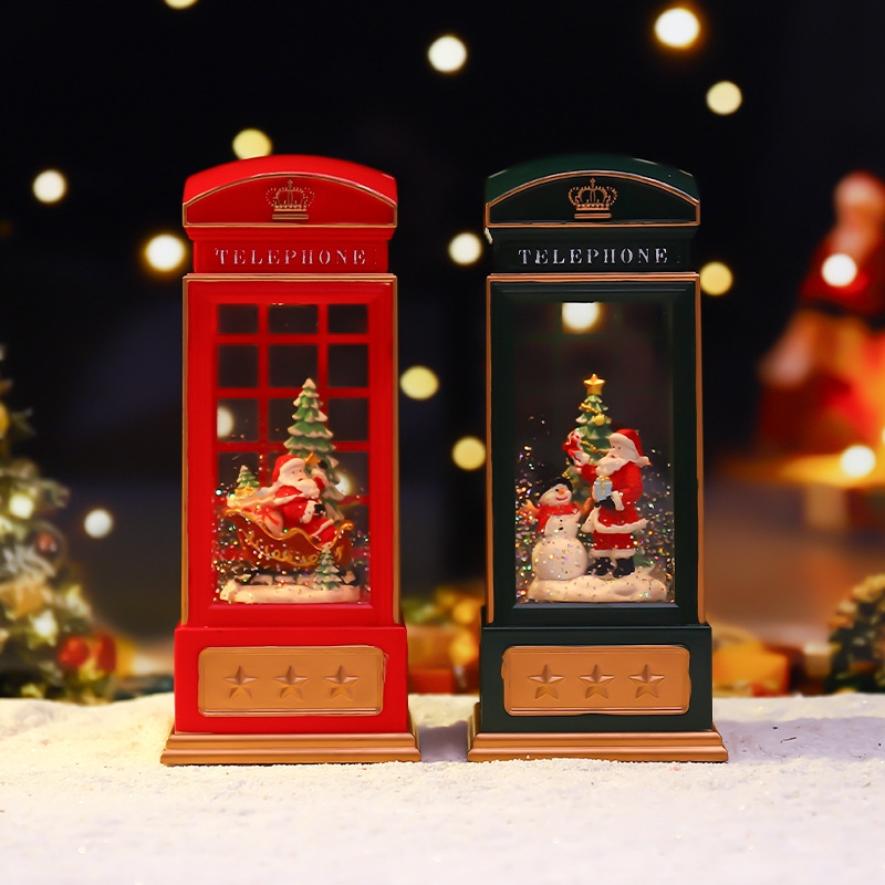 Snow Globe Musical - Noel Telefon Kulübesi Gece Lambası Noel