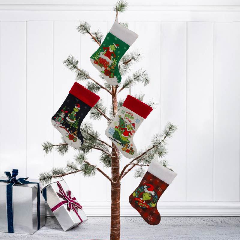 Christmas Stocking Hanging - Noel Çorap Grinch Çorap Elf Hediye