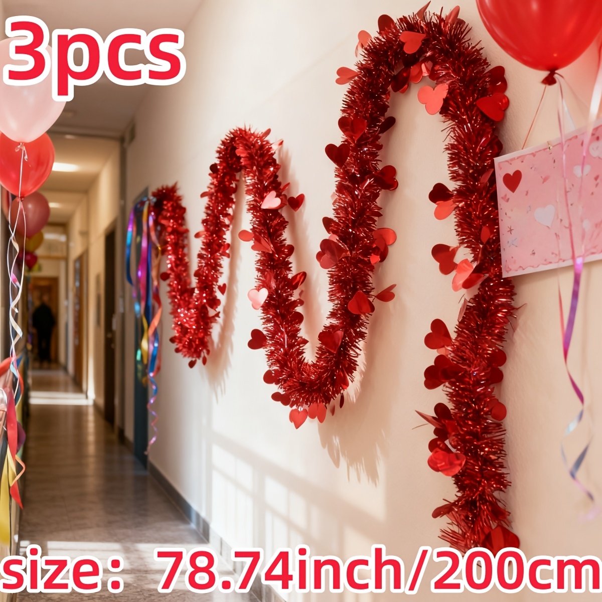 3 adet Kırmızı Kalp Plastik Si - Tinsel Garland Decoration incelemesi ve fiyatı