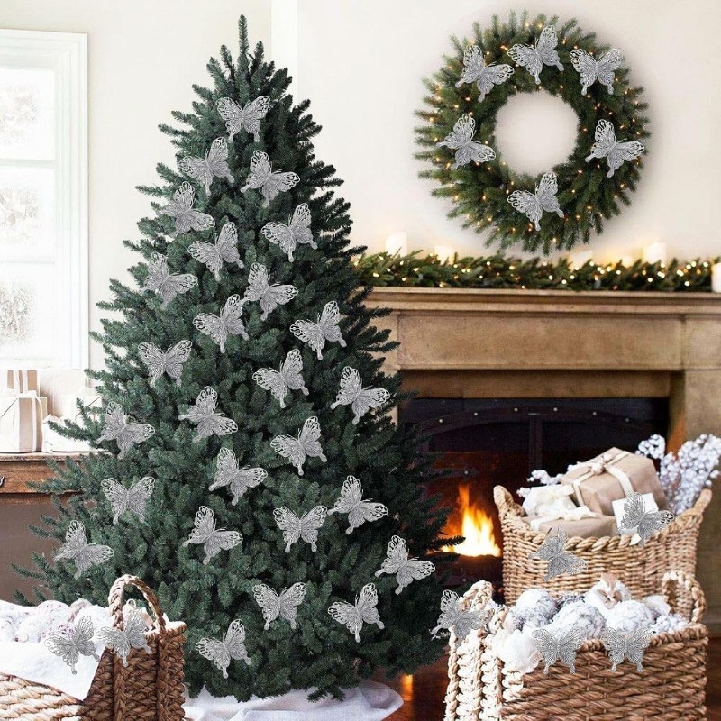 Gümüş Simli Oyuk Kelebek Klips - Christmas Wreath Fake incelemesi ve fiyatı