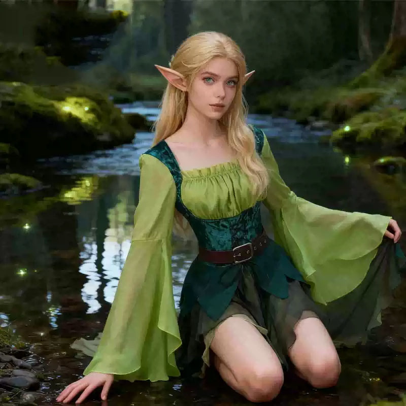 Kadın Elf Ortaçağ Yeşil Peri E - Elf Costume Christmas incelemesi ve fiyatı